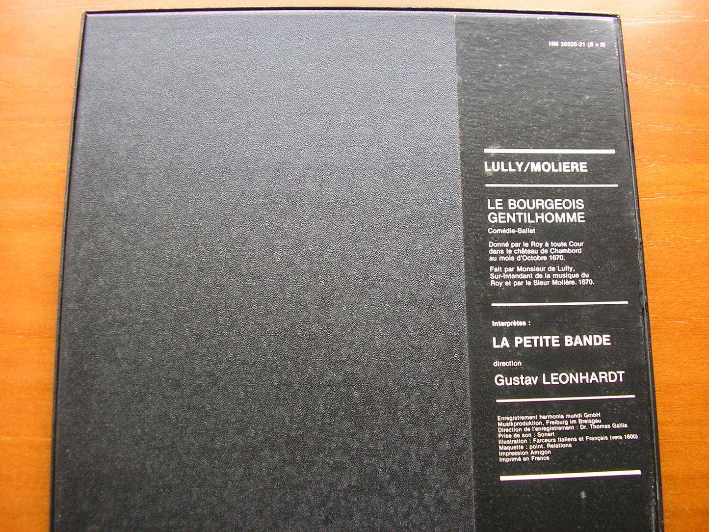 LULLY / MOLIERE: LE BOURGEOIS GENTILHOMME     LA PETITE BAND / GUSTAV LEONHARDT    2LP    HM 20320-21