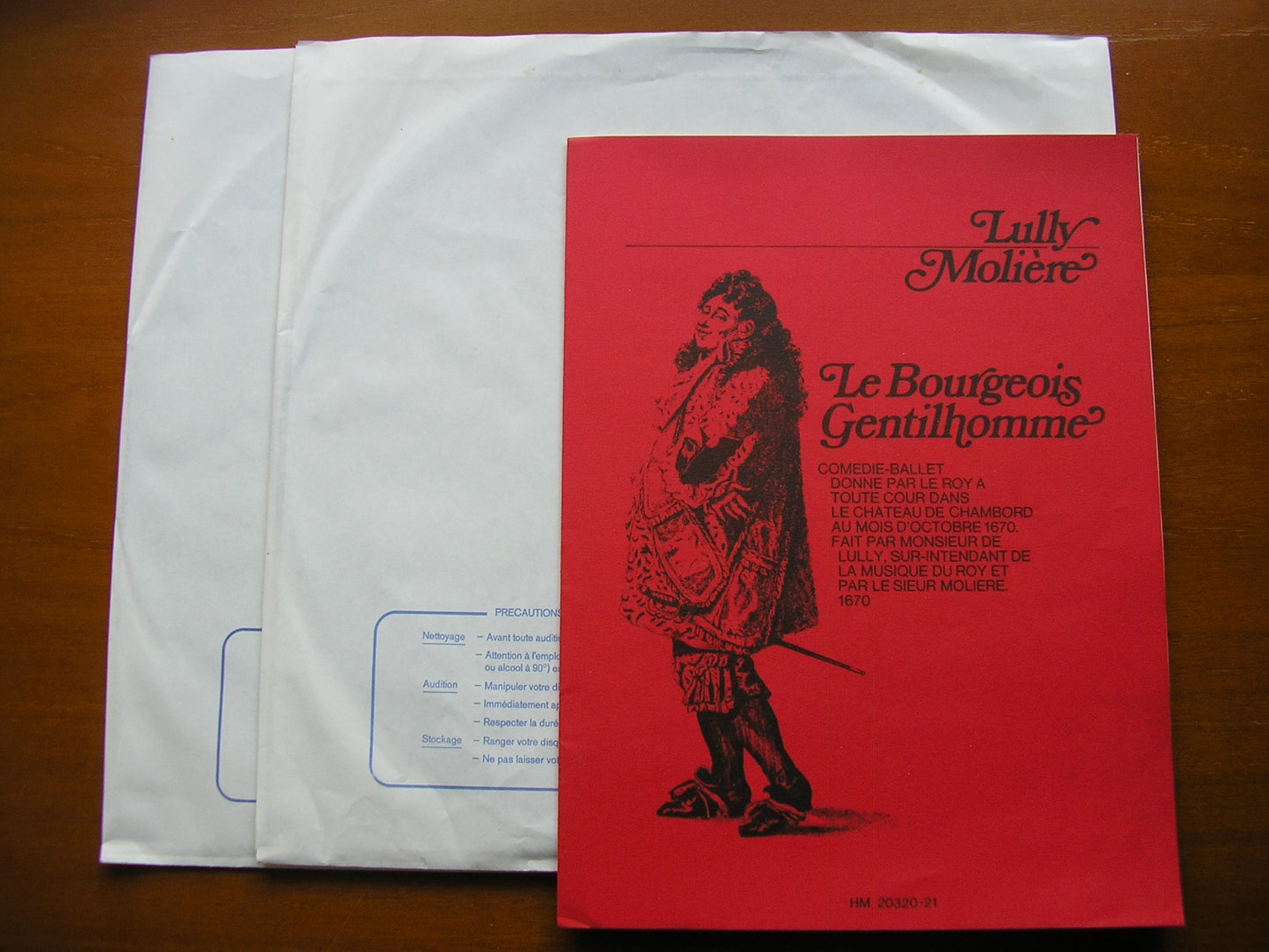 LULLY / MOLIERE: LE BOURGEOIS GENTILHOMME     LA PETITE BAND / GUSTAV LEONHARDT    2LP    HM 20320-21