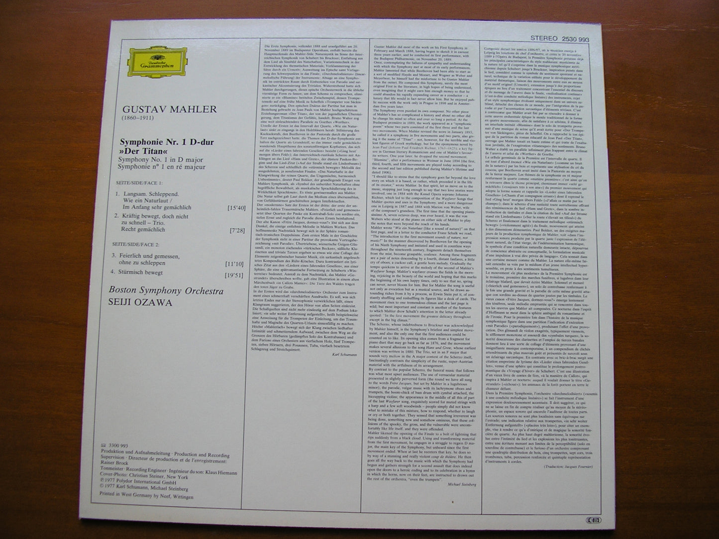 MAHLER: SYMPHONY No. 1 OZAWA / BOSTON SYMPHONY 2530 993