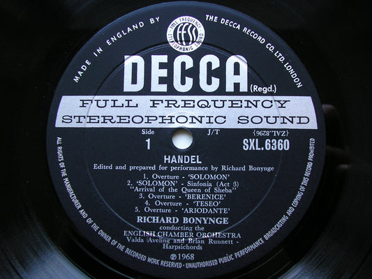 SXL 6360 HANDEL: OVERTURES & SINFONIAS BONYNGE / ENGLISH CHAMBER ORCHESTRA ED2