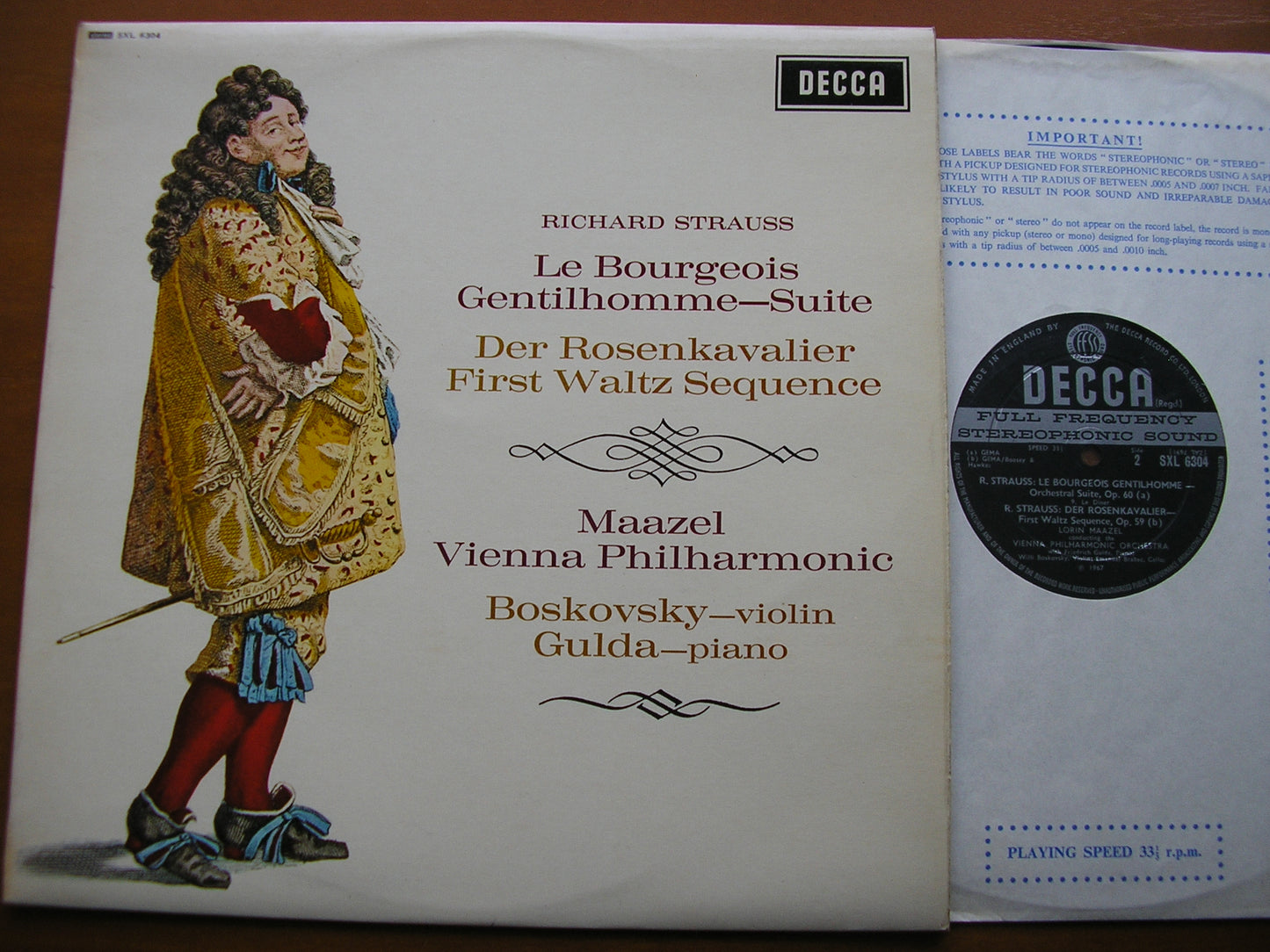 STRAUSS: LE BOURGEOIS GENTILHOMME Suite / DER ROSENKAVALIER WALTZ SEQUENCE BOSKOVSKY / GULDA / BRABEC / VIENNA PHILHARMONIC / MAAZEL SXL 6304