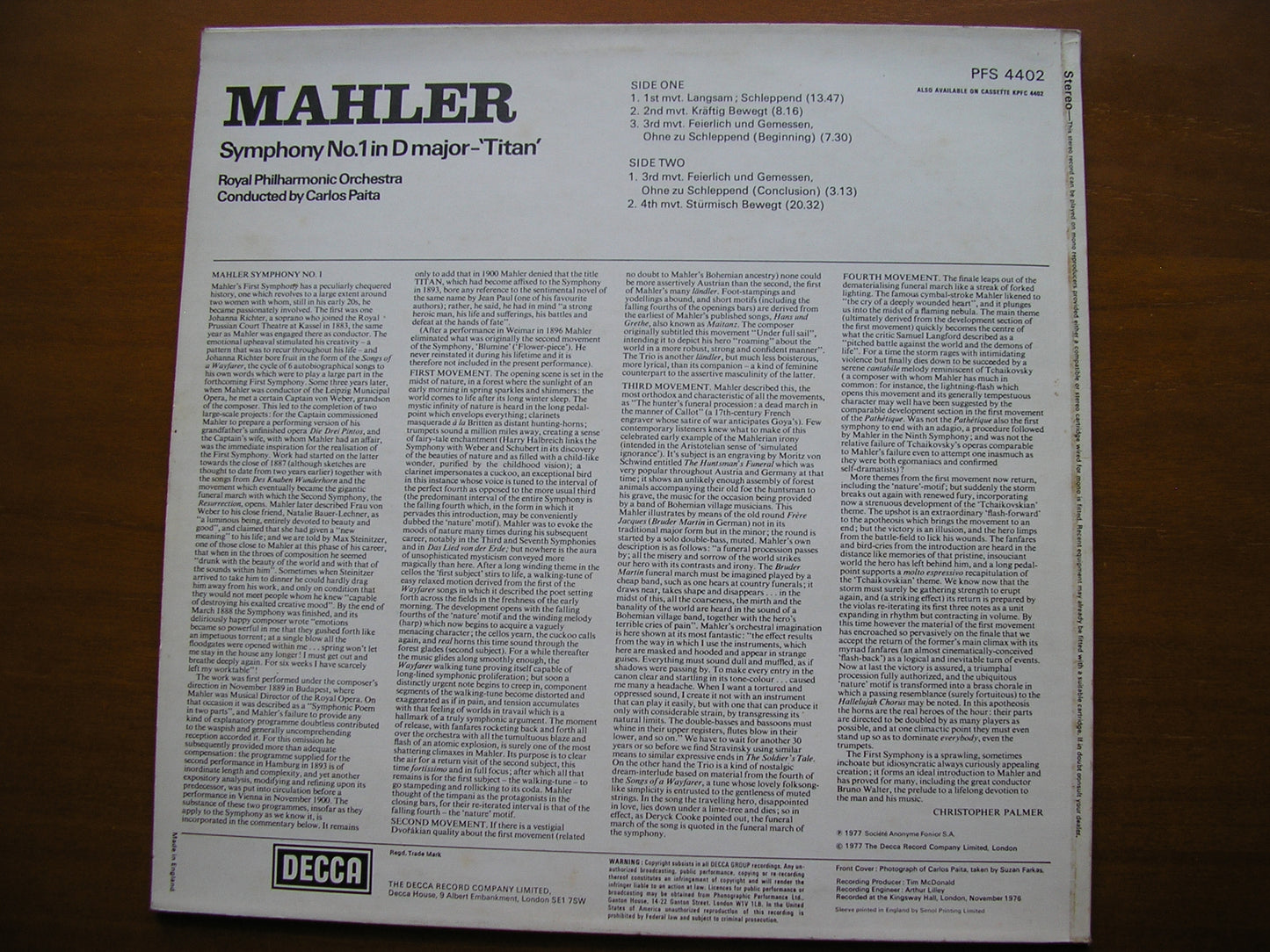 MAHLER: SYMPHONY No. 1 PAITA / ROYAL PHILHARMONIC PFS 4402
