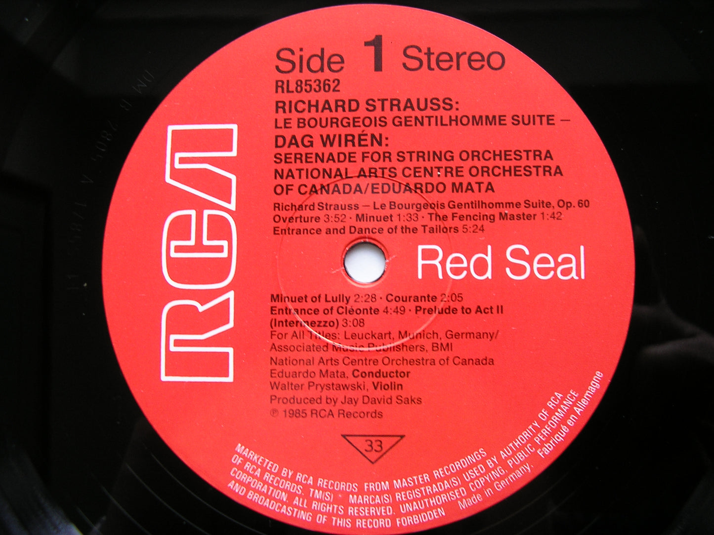 STRAUSS: LE BOURGEOIS GENTILHOMME / WIREN: SERENADE FOR STRINGS MATA / NATIONAL ARTS CENTRE ORCHESTRA OF CANADA RL85362