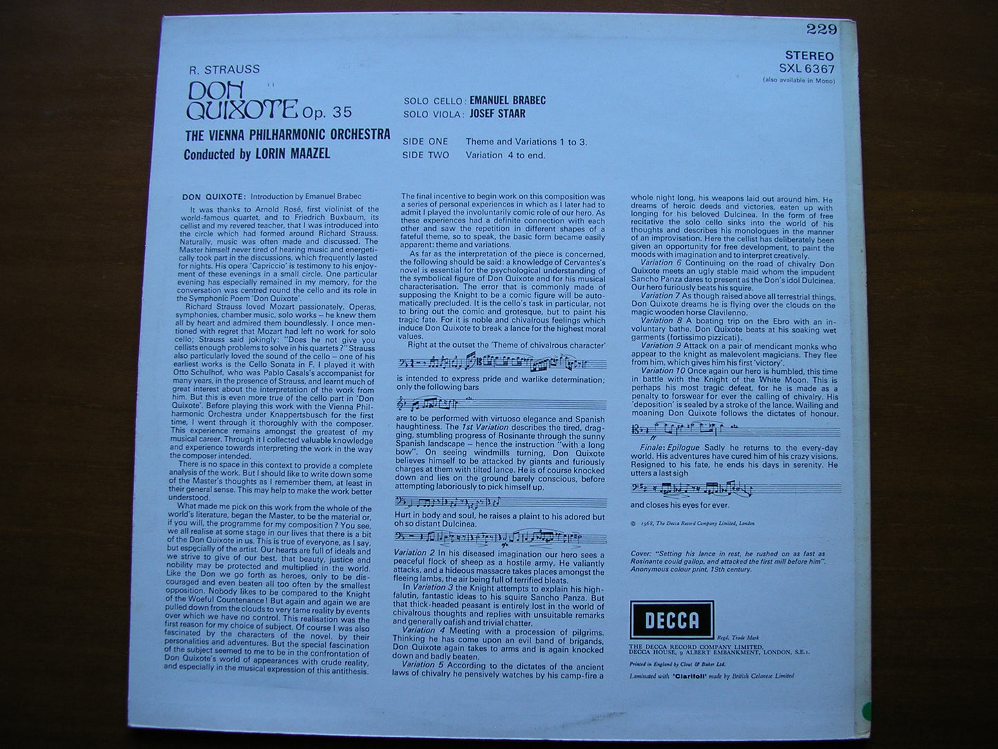 SXL 6367 STRAUSS: DON QUIXOTE BRABEC / VIENNA PHILHARMONIC / MAAZEL ED2