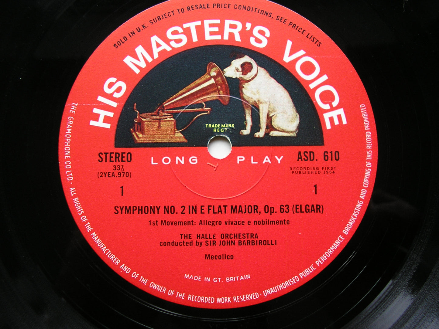 ELGAR: SYMPHONY No. 2 / FALSTAFF     BARBIROLLI / HALLE ORCHESTRA    2LP     ASD 610 / 611