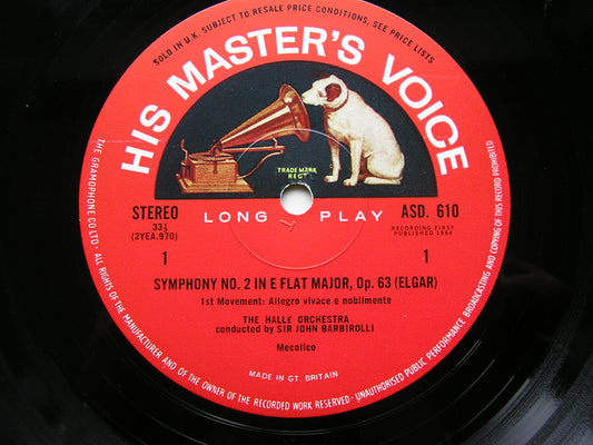 ELGAR: SYMPHONY No. 2 / FALSTAFF     BARBIROLLI / HALLE ORCHESTRA    2LP     ASD 610 / 611
