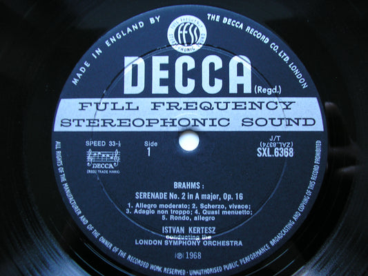 SXL 6368 BRAHMS: SERENADE No. 2 / DVORAK: SERENADE FOR WIND KERTESZ / LONDON SYMPHONY ED2