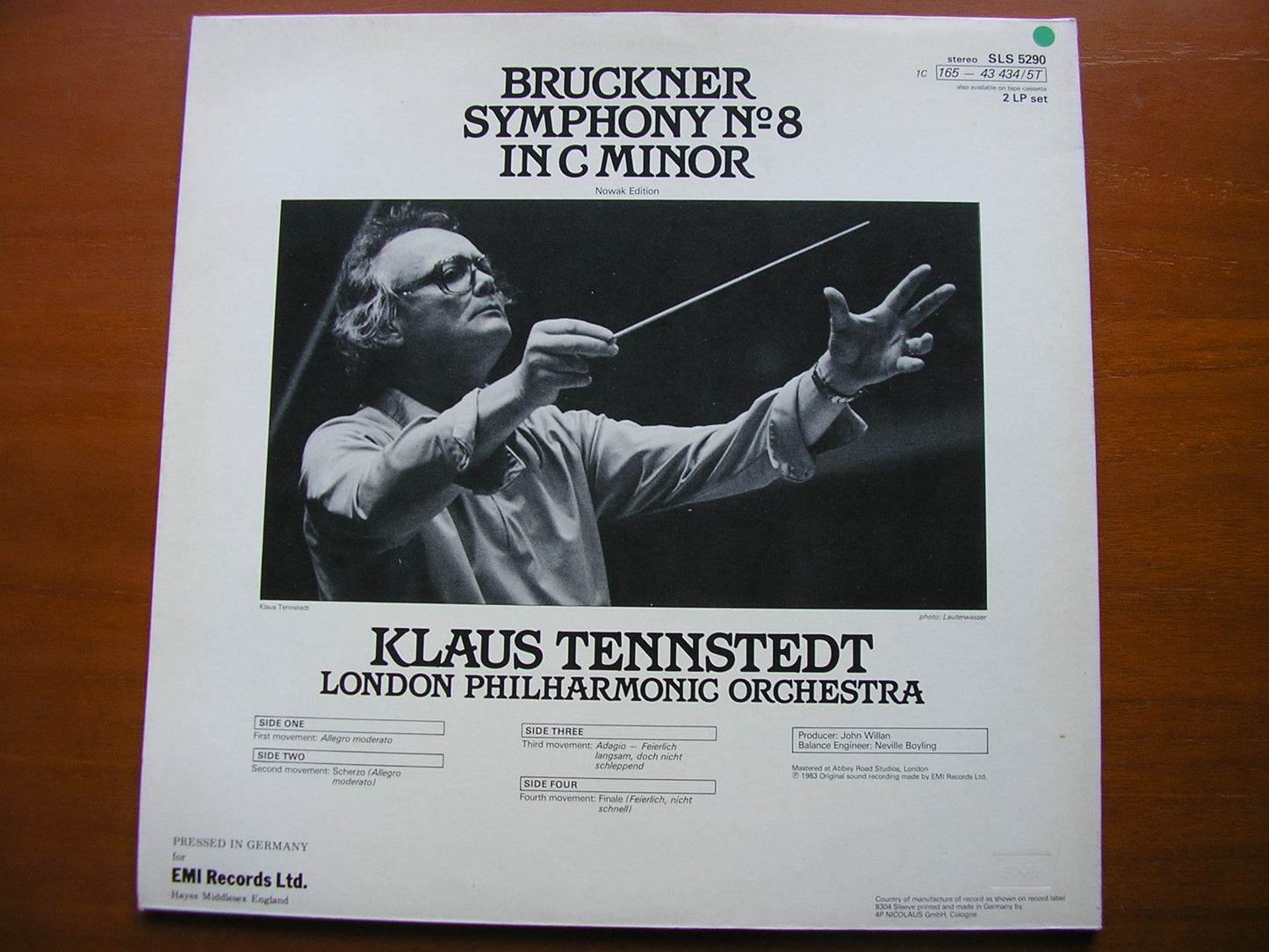 BRUCKNER: SYMPHONY No. 8     TENNSTEDT / LONDON PHILHARMONIC    2LP     SLS 5290