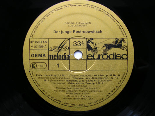 THE YOUNG ROSTROPOVICH: SCHUBERT / SCHUMANN / CHOPIN / DEBUSSY / RAVEL / RACHMANINOV 87 959 XAK