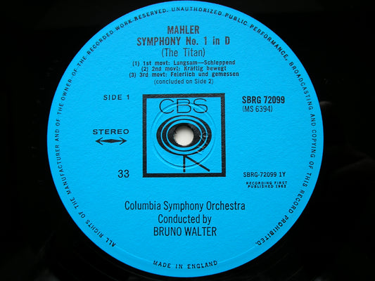 MAHLER: SYMPHONY No. 1 WALTER / COLUMBIA SYMPHONY SBRG 72099
