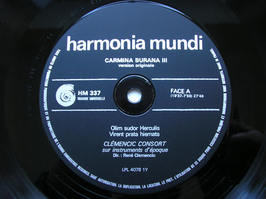 CARMINA BURANA: A COLLECTION OF VOCAL & INSTRUMENTAL PIECES FROM THE 13th CENTURY MANUSCRIPT           CLEMENCIC CONSORT      HM 335 - 339