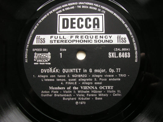 DVORAK: QUINTET in G / SPOHR: QUINTET in C    MEMBERS OF THE VIENNA OCTET     SXL 6463