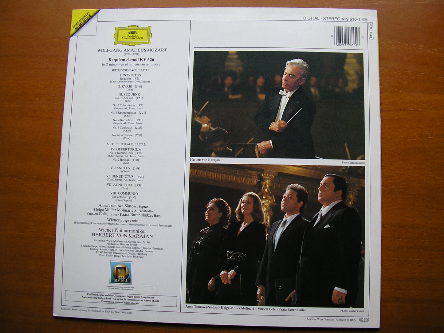 MOZART: REQUIEM SOLOISTS / VIENNA PHILHARMONIC / KARAJAN 419 610
