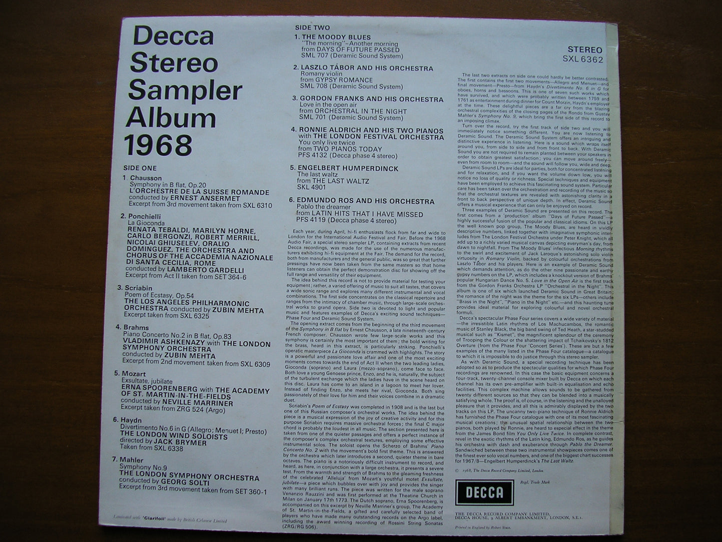 SXL 6362 DECCA STEREO SAMPLER 1968 ED2