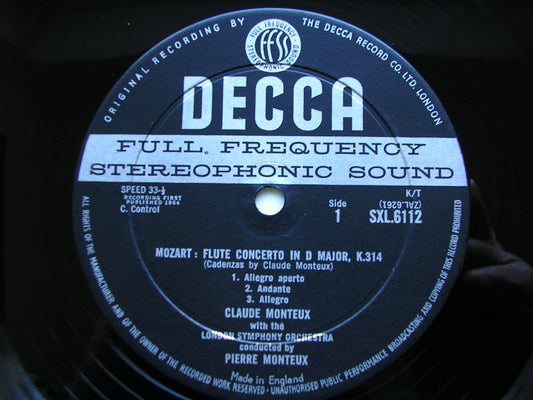 SXL 6112 MOZART: FLUTE CONCERTO K314 / BACH: SUITE No. 2 / GLUCK: DANCE OF THE BLESSED SPIRITS MONTEUX / LSO / MONTEUX ED1