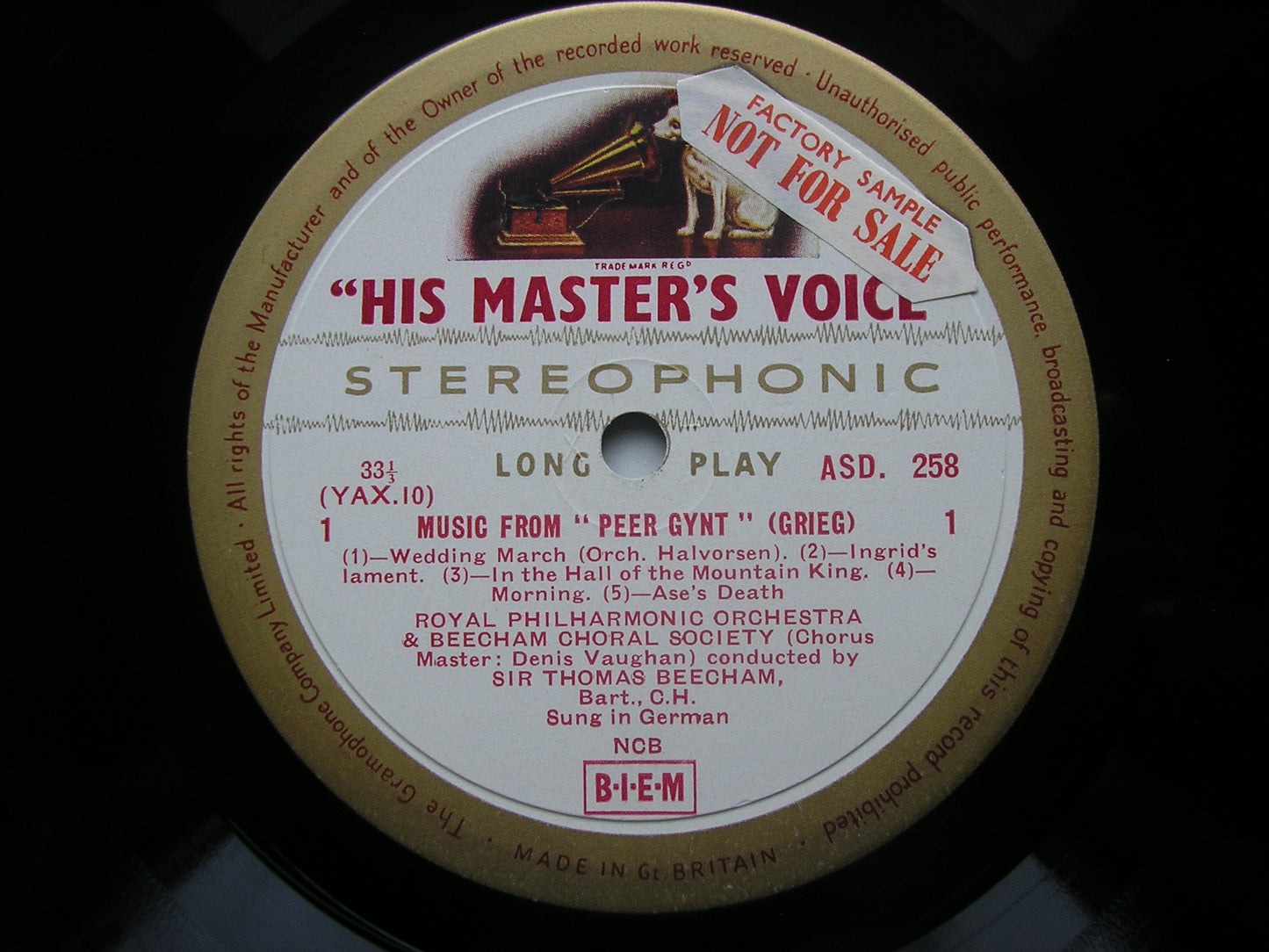 GRIEG: PEER GYNT    HOLLWEG / ROYAL PHILHARMONIC / BEECHAM   ASD 258