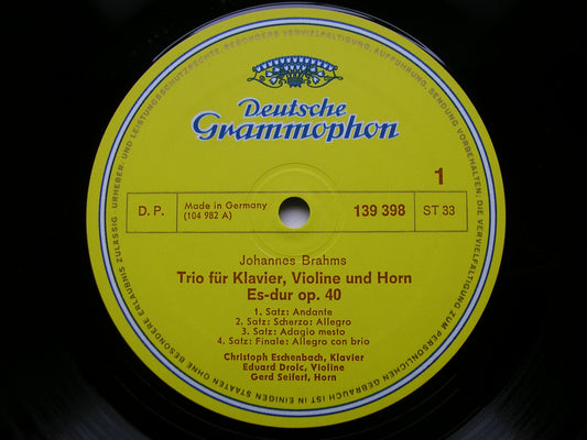 BRAHMS: HORN TRIO / CLARINET TRIO    ESCHENBACH / SEIFERT / LEISTER / DROLC / DONDERER     139398
