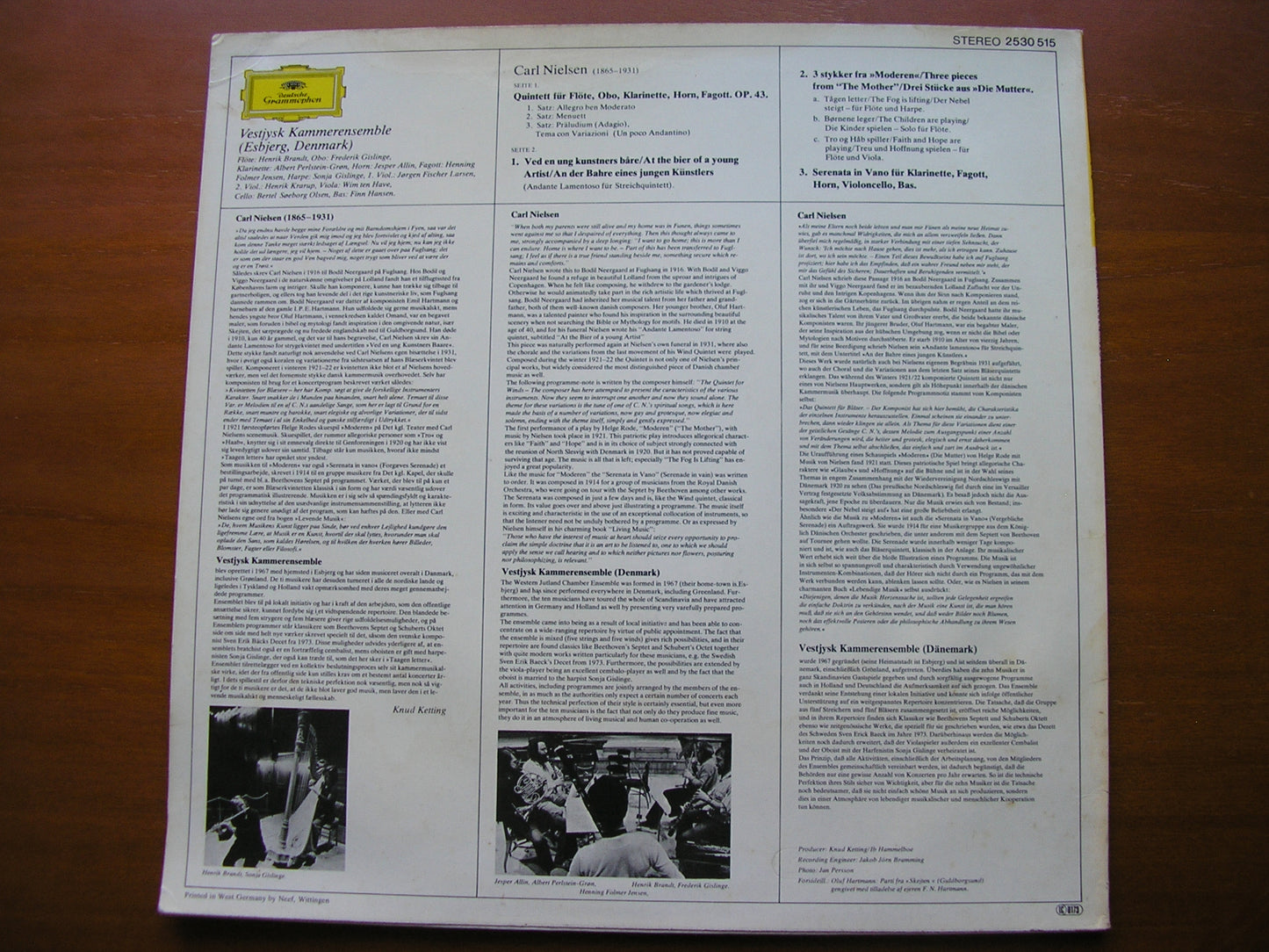 NIELSEN: WIND QUINTET / SERENATA / ANDANTE LAMENTOSO      VESTJYSK CHAMBER ENSEMBLE      2530 515