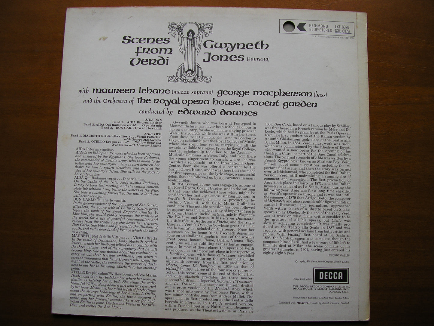 SXL 6376 VERDI: MACBETH / AIDA / DON CARLO / OTELLO Scenes & Arias GWYNETH JONES / OROHCG / DOWNES ED2