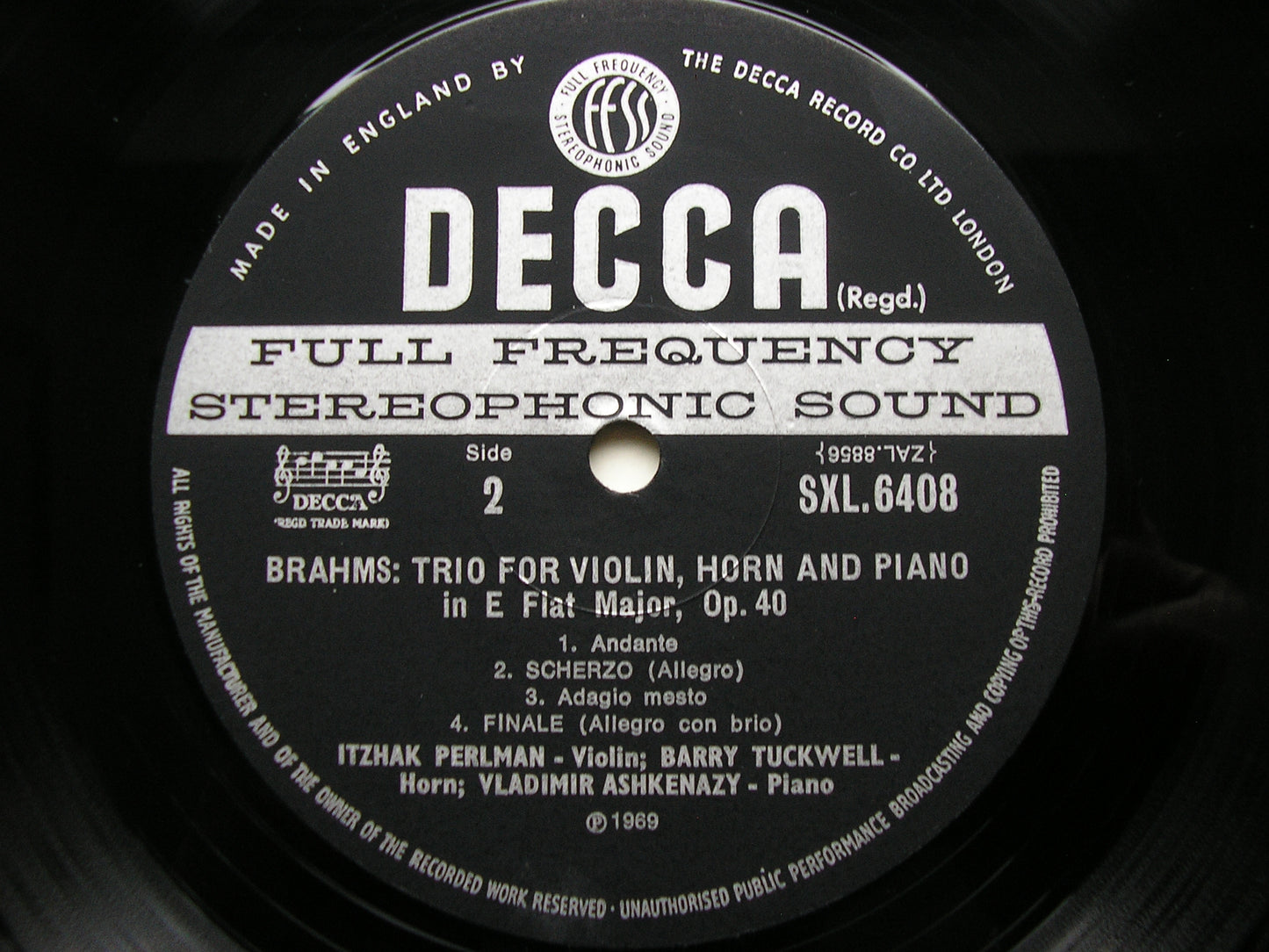 BRAHMS: HORN TRIO / FRANCK: SONATA FOR VIOLIN & PIANO ASHKENAZY / PERLMAN / TUCKWELL SXL 6408