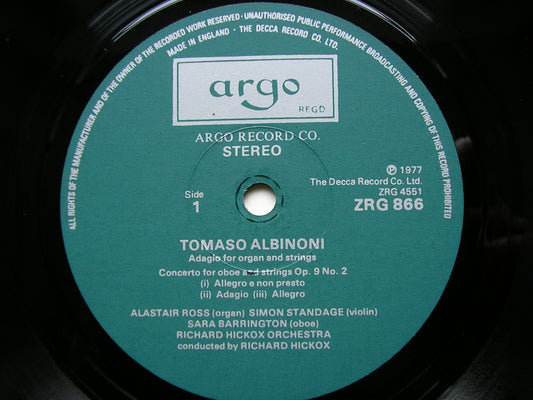 ALBINONI / BONONCINI / PACHELBEL / PURCELL: ORCHESTRAL MUSIC THE RICHARD HICKOX ORCHESTRA / HICKOX ZRG 866