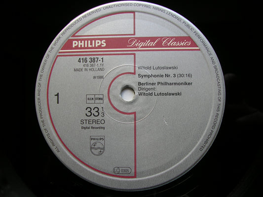 LUTOSLAWSKI: SYMPHONY No. 3 / LES ESPACES DU SOMMEIL FISCHER-DIESKAU / BERLIN PHILHARMONIC / LUTOSLAWSKI 416 387
