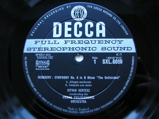 SXL 6090 SCHUBERT: SYMPHONY No. 8 'Unfinished' / Three OVERTURES KERTESZ / VIENNA PHILHARMONIC ED1