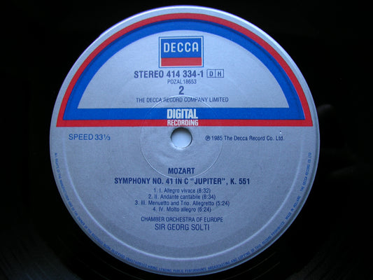 MOZART: SYMPHONIES Nos. 40 & 41 'Jupiter' SOLTI / CHAMBER ORCHESTRA OF EUROPE 414 334