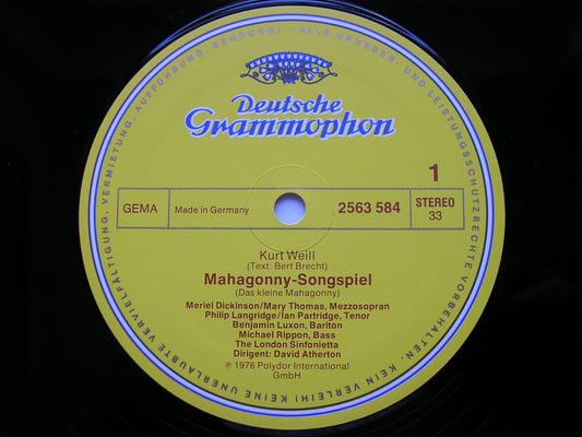 WEILL: VIOLIN CONCERTO / VOCAL & ORCHESTRAL WORKS    ATHERTON / THE LONDO SINFONIETTA    4LP      2740 153