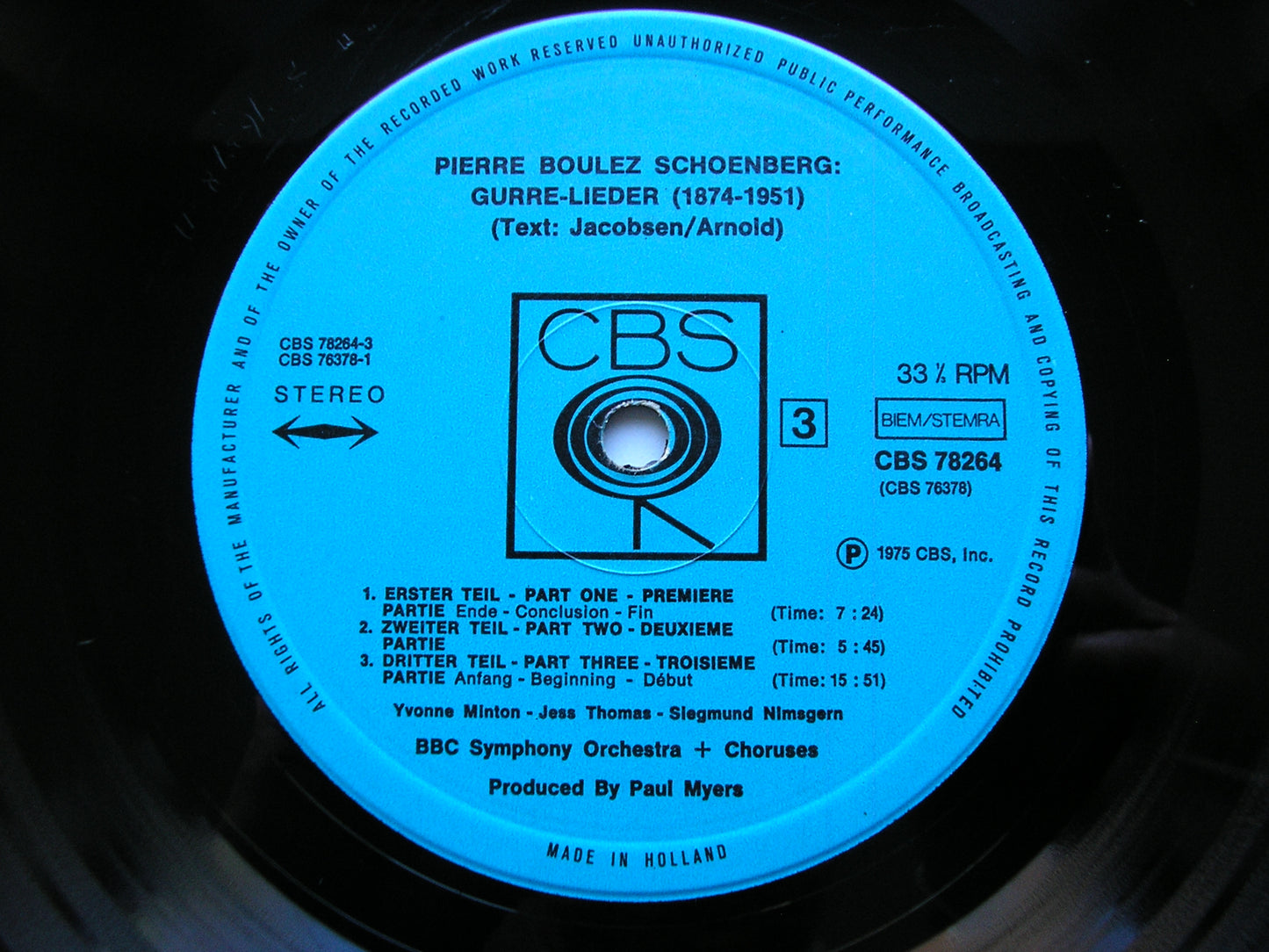 SCHOENBERG: GURRELIEDER      SOLOISTS / BBC SYMPHONY / BOULEZ    2LP      78264