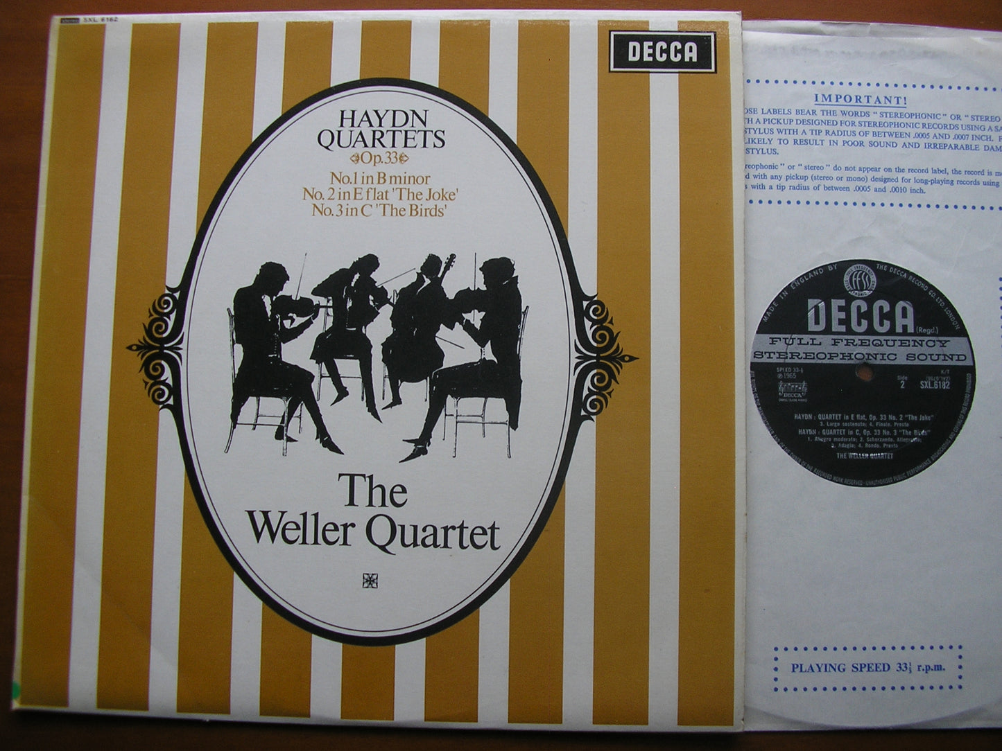 HAYDN: STRING QUARTETS Nos. 1 / 2 / 3 Op. 33    THE WELLER QUARTET    SXL 6182