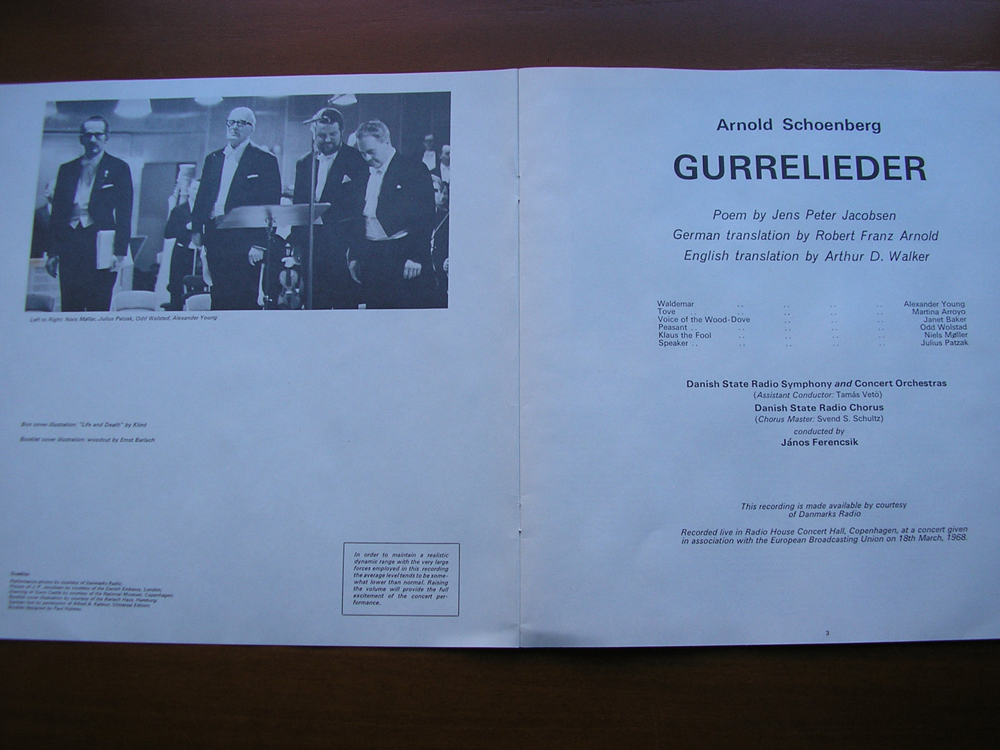 SCHOENBERG: GURRELIEDER      SOLOISTS / DANISH RADIO ORCHESTRA / FERENCSIK    2LP    SLS 884