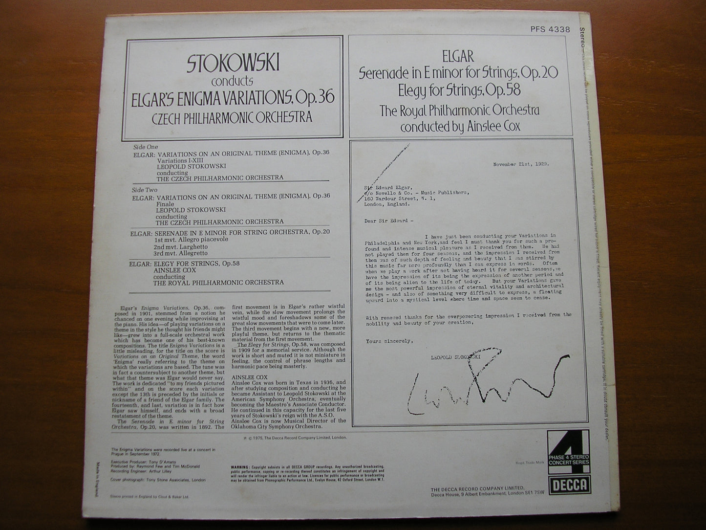 ELGAR: ENIGMA VARIATIONS / SERENADE FOR STRINGS / ELEGY     STOKOWSKI / CZECH PHILHARMONIC       PFS 4338