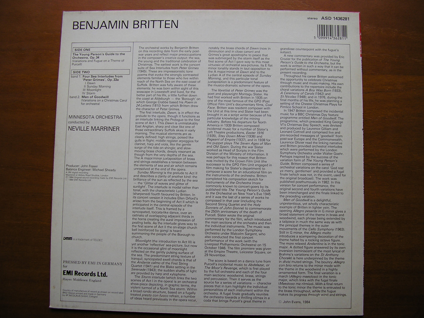 BRITTEN: YOUNG PERSON'S GUIDE TO THE ORCHESTRA / FOUR SEA INTERLUDES MARRINER / MINNESOTA ORCHESTA ASD 1436281