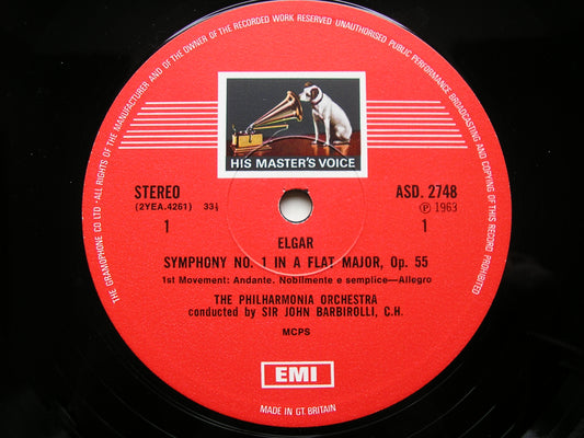 ELGAR: SYMPHONY No. 1      BARBIROLLI / PHILHARMONIA ORCHESTRA     ASD 2748