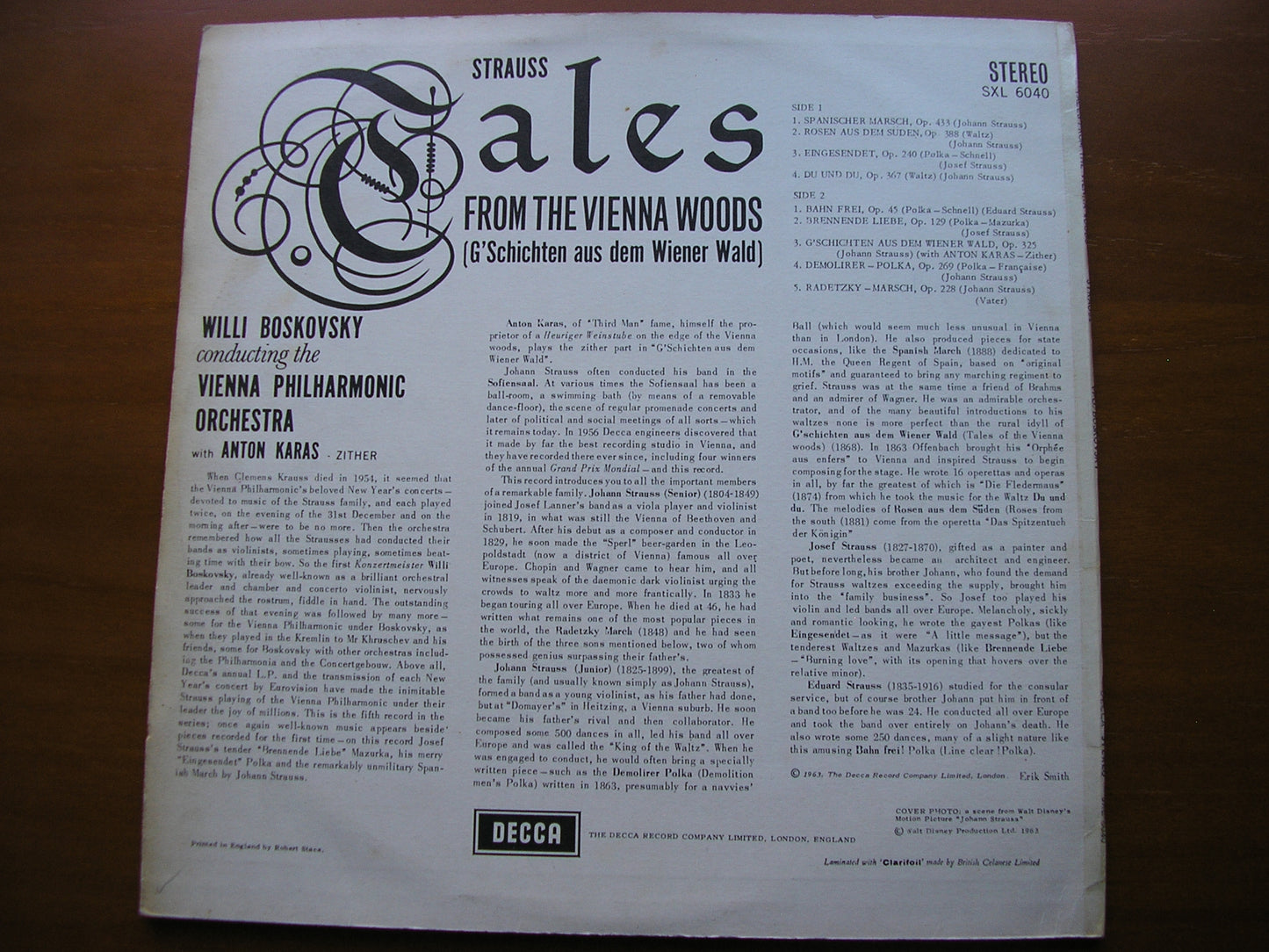 TALES FROM THE VIENNA WOODS: Music of the Strauss Family      BOSKOVSKY / VIENNA PHILHARMONIC     SXL 6040