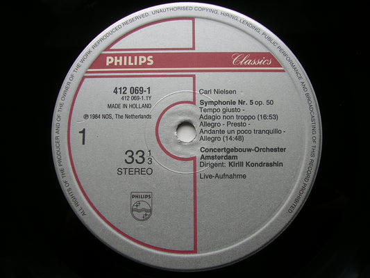 NIELSEN: SYMPHONY No. 5 / SIBELIUS: SYMPHONY No. 5      KONDRASHIN / CONCERTGEBOUW AMSTERDAM   412 069