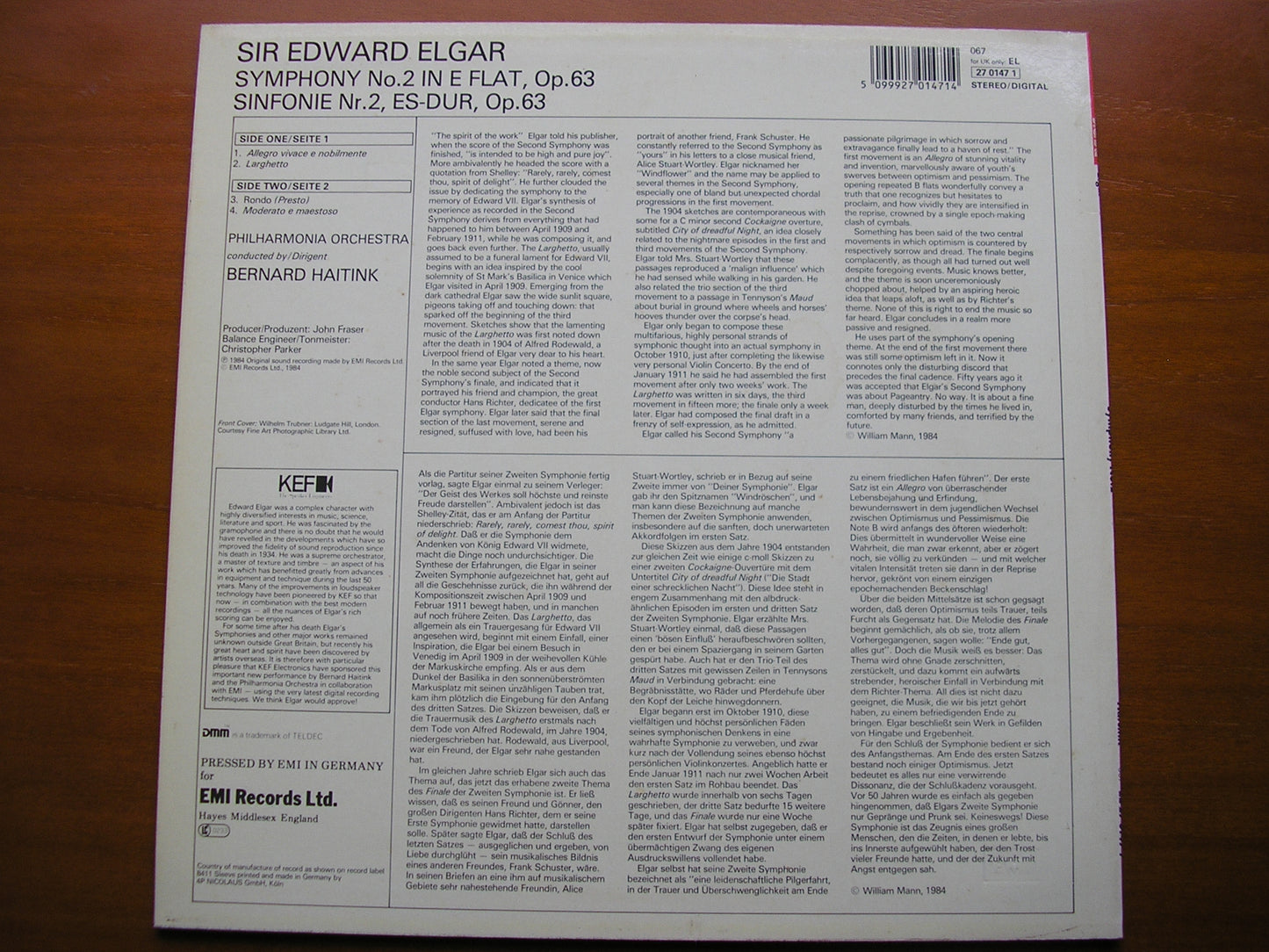 ELGAR: SYMPHONY No. 2 HAITINK / PHILHARMONIA ORCHESTRA 27 0147