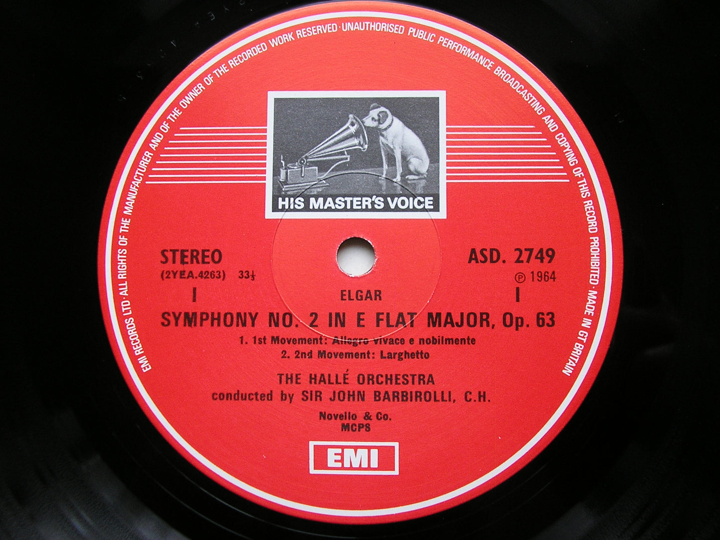 ELGAR: SYMPHONY No. 2      BARBIROLLI / HALLE ORCHESTRA      ASD 2749