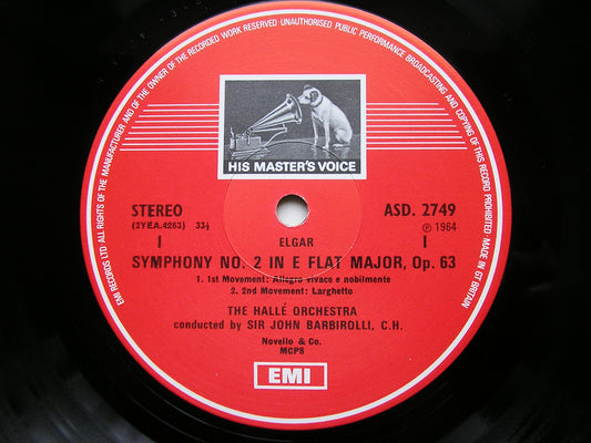 ELGAR: SYMPHONY No. 2      BARBIROLLI / HALLE ORCHESTRA      ASD 2749