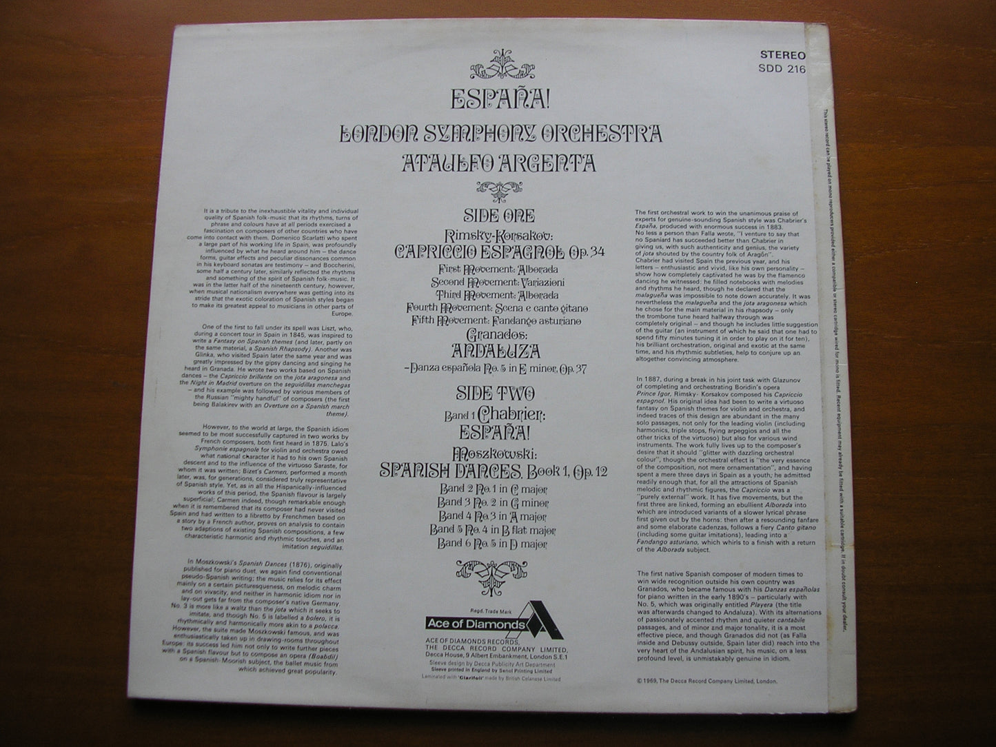 ESPANA! CHABRIER / RIMSKY-KORSAKOV /GRANADOS / MOSKOWSKI ARGENTA / LONDON SYMPHONY SDD 216