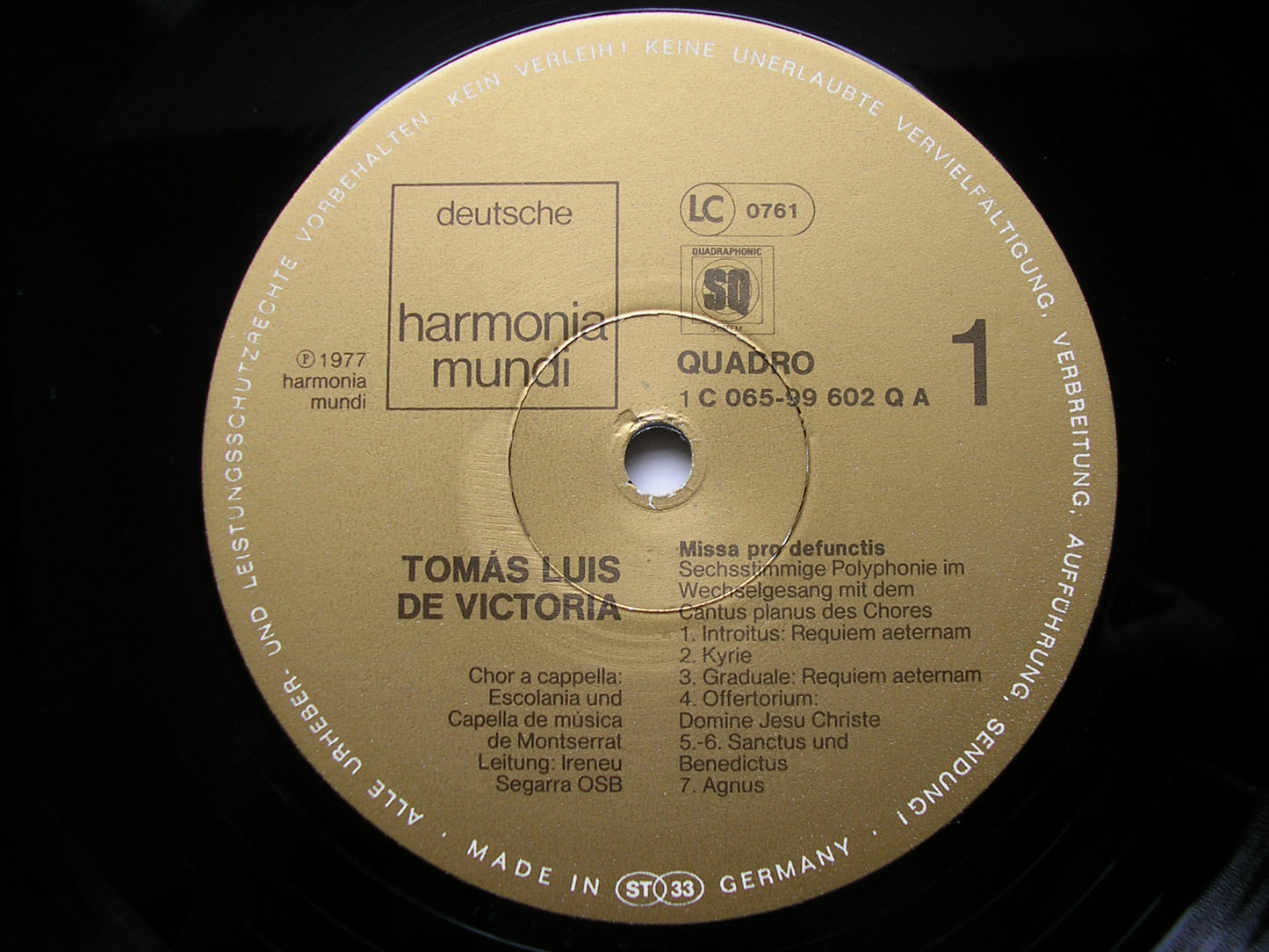 VICTORIA: MISSA PRO DEFUNCTIS SEGARRA / CAPELLA DE MUSICA MONTSERRAT 065 99602