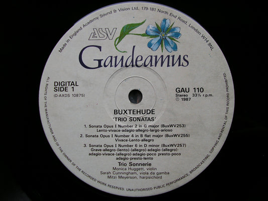 BUXTEHUDE: TRIO SONATAS HUGGETT / CUNNINGHAM / MEYERSON GAU 110