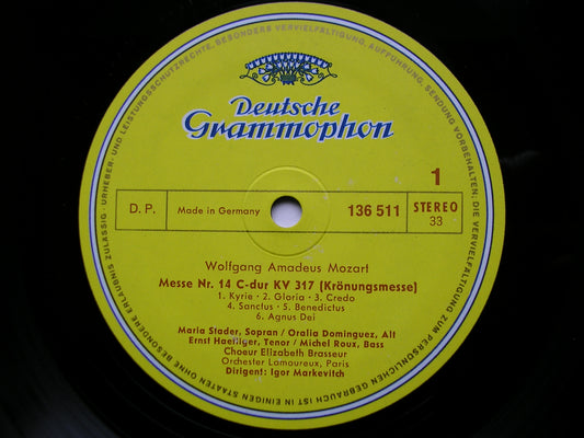 MOZART: CORONATION MASS / EXSULTATE JUBILATE / ET INCARNATUS EST SOLOISTS / LAMOUREUX ORCHESTRA / MARKEVITCH 136 511