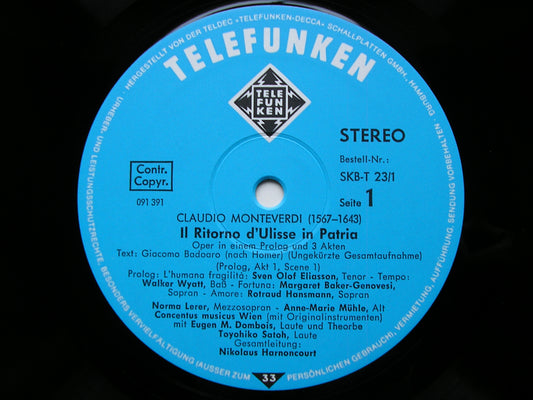 MONTEVERDI: THE RETURN OF ULYSSES SOLOISTS / CONCENTUS MUSICUS VIENNA / HARNONCOURT 4LP SKB-T 23 / 1-4