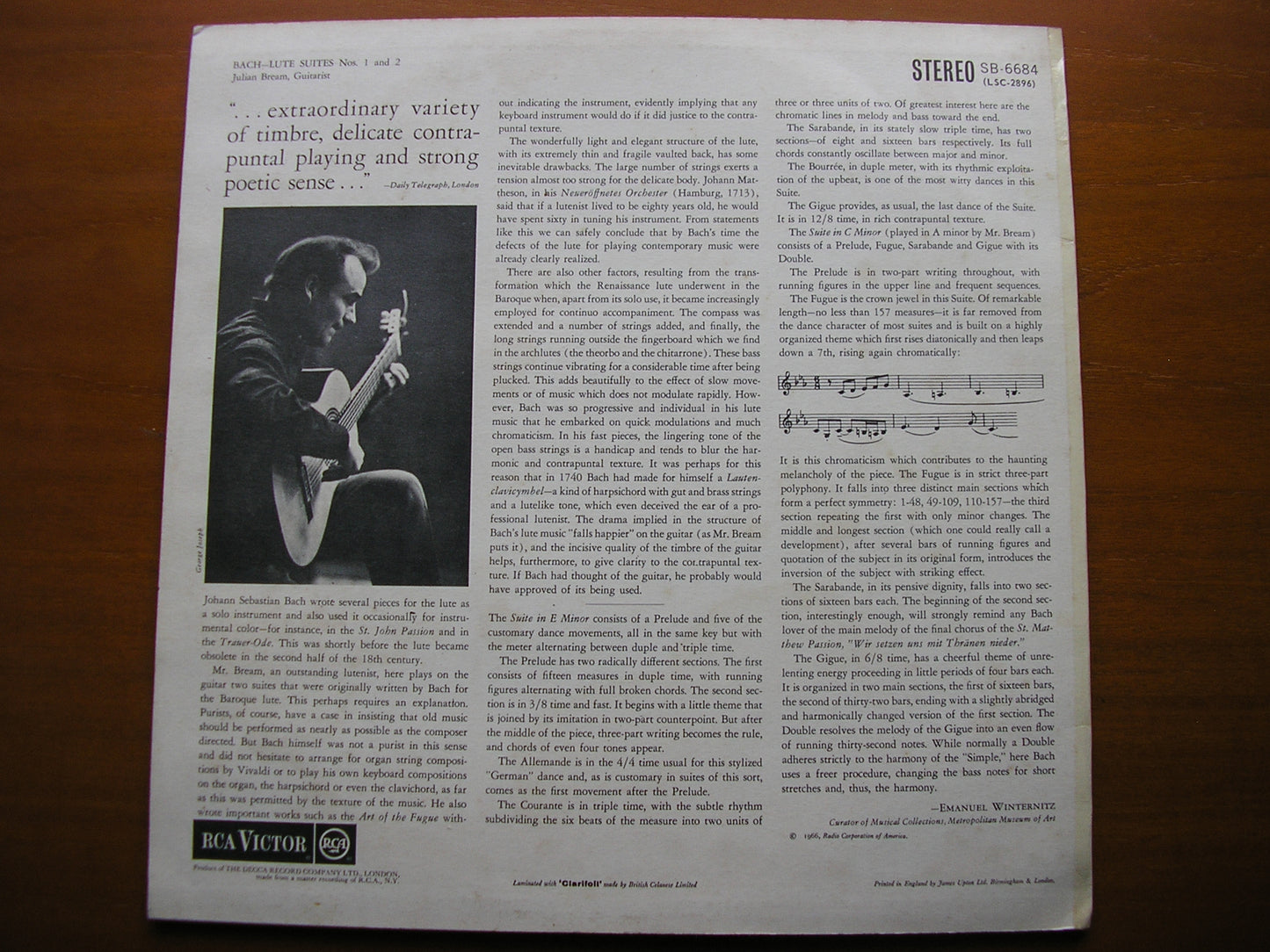 BACH: LUTE SUITES Nos. 1 & 2 JULIAN BREAM SB 6684