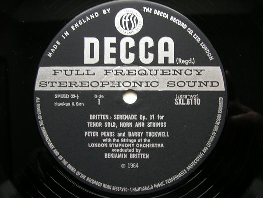 BRITTEN: YOUNG PERSON'S GUIDE TO THE ORCHESTRA / SERENADE Op. 31 PEARS / TUCKWELL / LONDON SYMPHONY / BRITTEN SXL 6110