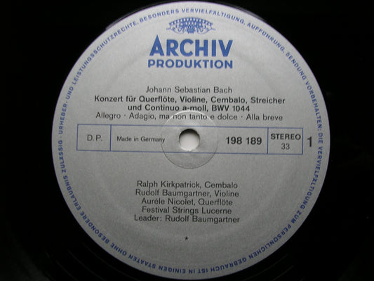BACH: TRIPLE CONCERTO BWV 1044 / HARPSICHORD CONCERTOS BWV 1055 & BWV 1056 KIRKPATRICK / NICOLET / BAUMGARTNER / FESTIVAL STRINGS LUCERNE 198 189