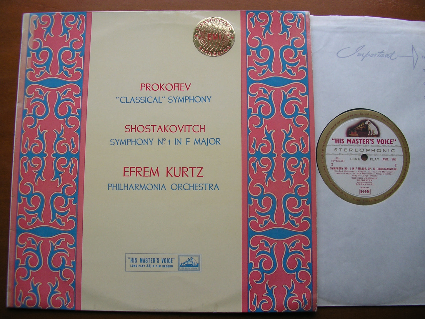PROKOFIEV: CLASSICAL SYMPHONY / SHOSTAKOVICH: SYMPHONY No. 1 KURTZ / PHILHARMONIA ASD 263