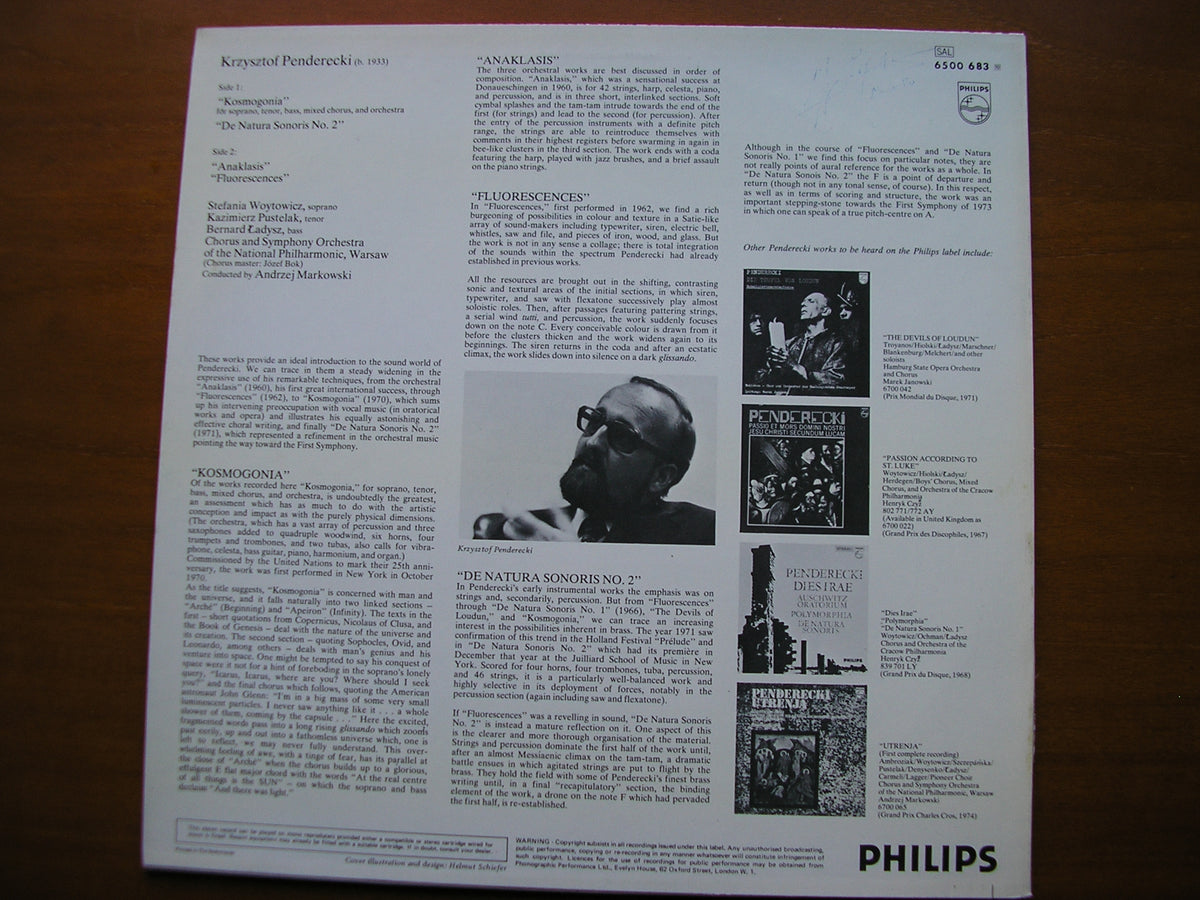 PENDERECKI: KOSMOGONIA / DE NATURA SONORIS No. 2 / ANAKLASIS / FLUORESCENCES WARSAW PHILHARMONIC / MARKOWSKI 6500 683